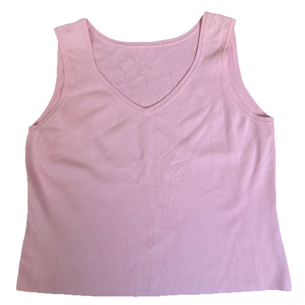 Vintage Women’s Baby Pink Sleeveless Knit Top Sz XL Barbiecore V-Neck Rare Find